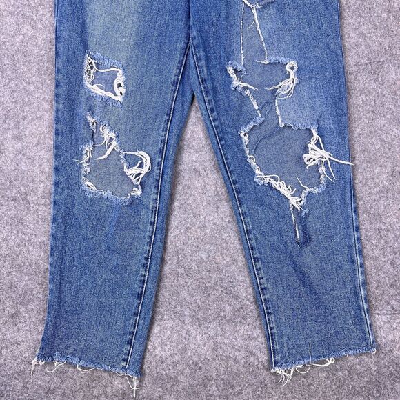 PacSun‎ Jeans Womens 27 Blue High Rise Straight Distressed Raw Hem Button Fly - Picture 3 of 14